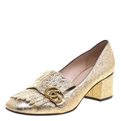 gucci marmont pump gold|gucci marmont platform pumps.